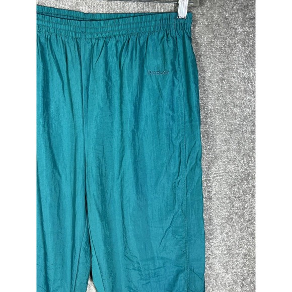 Vintage‎ Reebok Pull On Ankle Zip Jogger Track Pants Size Large Teal Pockets - Picture 4 of 16